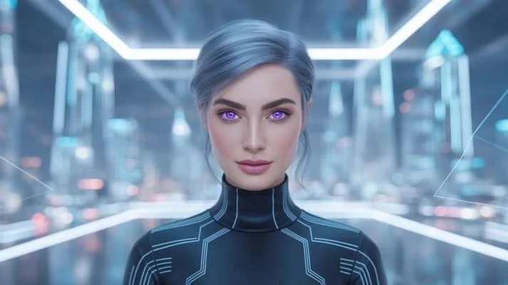 Fictional AI celebrity and virtual influencer created with AI technology.